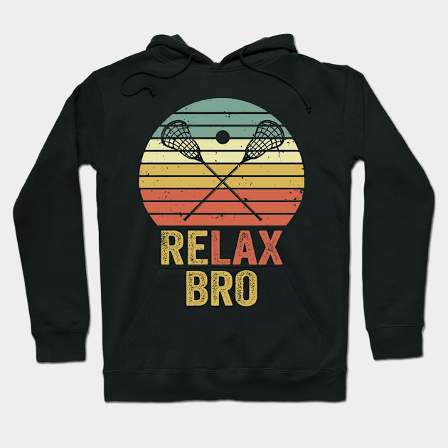 Relax Bro Lacrosse Player Funny Hoodie by Visual Vibes